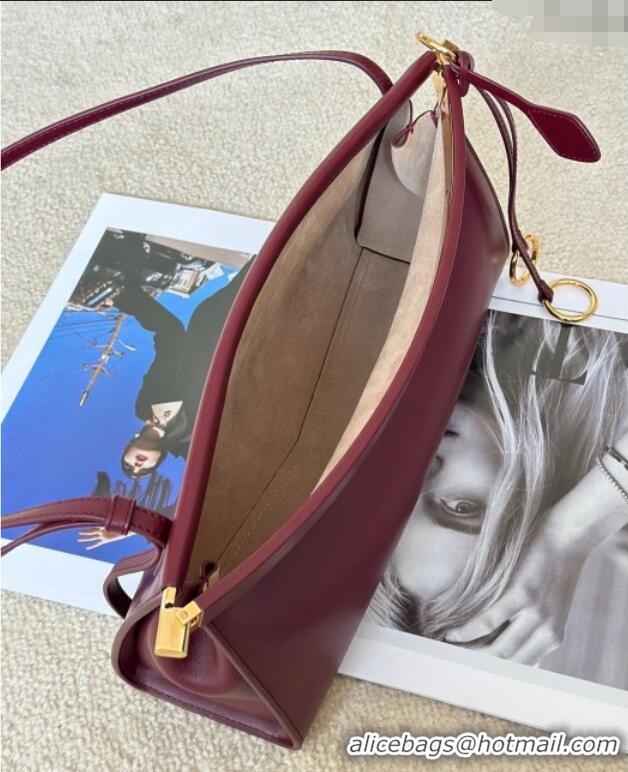 Best Price Alaia Le Click Medium Shoulder Bag in Calfskin Leather 998054M Dark Burgundy 2025
