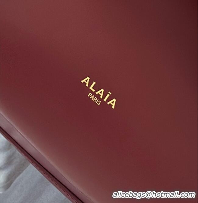 Best Price Alaia Le Click Medium Shoulder Bag in Calfskin Leather 998054M Dark Burgundy 2025