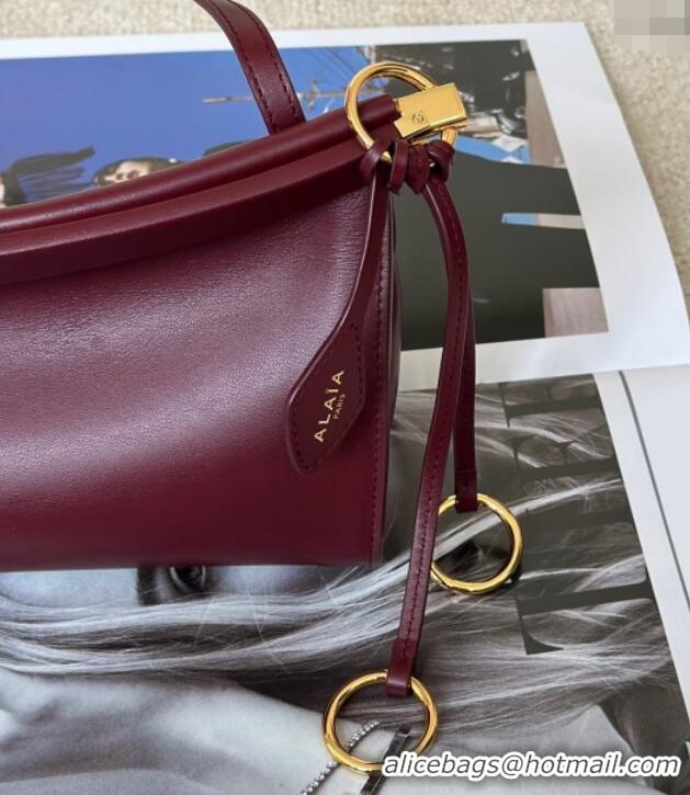 Best Price Alaia Le Click Medium Shoulder Bag in Calfskin Leather 998054M Dark Burgundy 2025