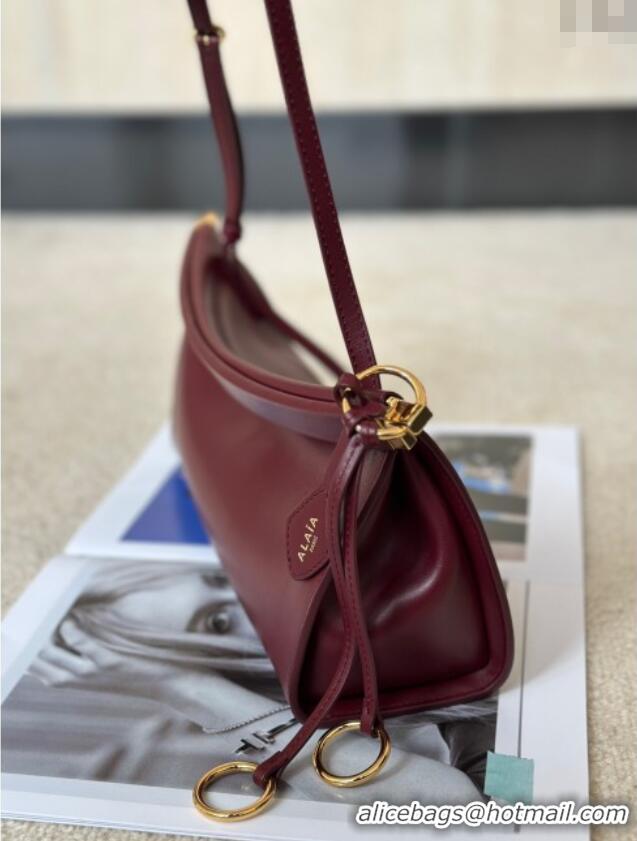 Best Price Alaia Le Click Medium Shoulder Bag in Calfskin Leather 998054M Dark Burgundy 2025