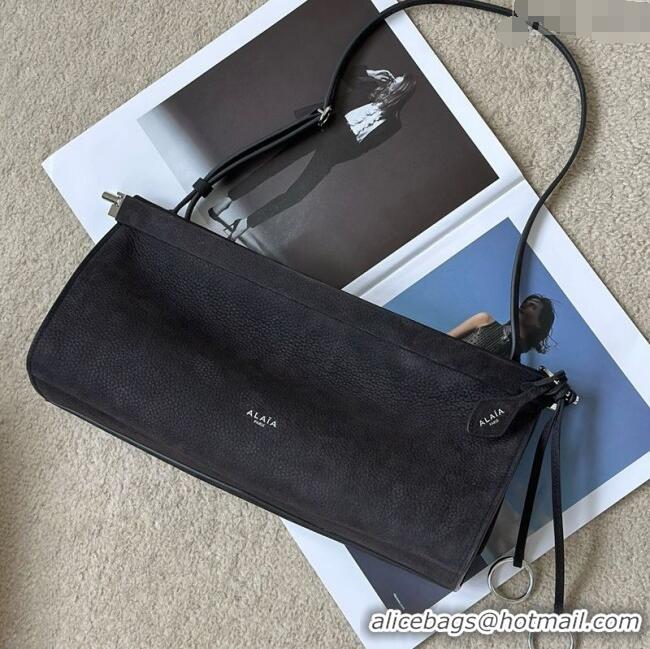 Good Product Alaia Le Click Medium Shoulder Bag in Grained Nubuck Leather 998054M Grey 2025