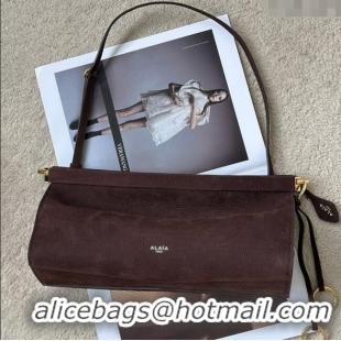 Top Quality Alaia Le Click Medium Shoulder Bag in Grained Nubuck Leather 998054M Brown 2025