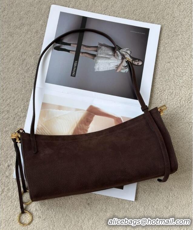 Top Quality Alaia Le Click Medium Shoulder Bag in Grained Nubuck Leather 998054M Brown 2025