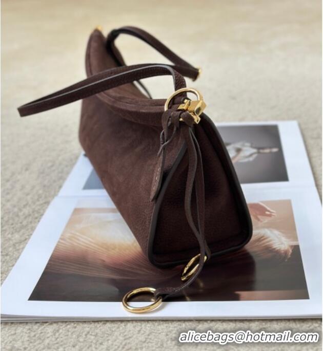 Top Quality Alaia Le Click Medium Shoulder Bag in Grained Nubuck Leather 998054M Brown 2025