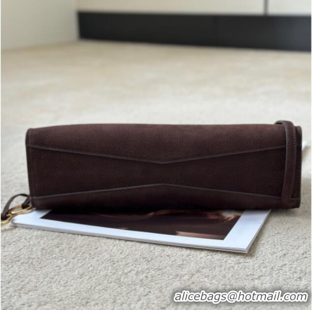 Top Quality Alaia Le Click Medium Shoulder Bag in Grained Nubuck Leather 998054M Brown 2025