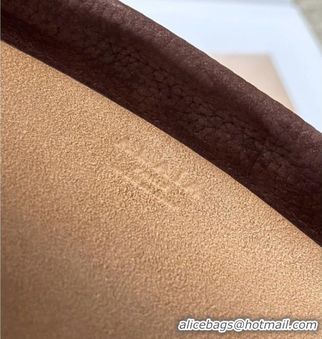 Top Quality Alaia Le Click Medium Shoulder Bag in Grained Nubuck Leather 998054M Brown 2025
