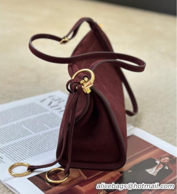 Grade Design Alaia Le Click Medium Shoulder Bag in Grained Nubuck Leather 998054M Dark Burgundy 2025