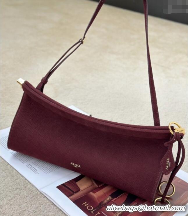 Grade Design Alaia Le Click Medium Shoulder Bag in Grained Nubuck Leather 998054M Dark Burgundy 2025