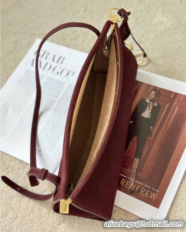 Grade Design Alaia Le Click Medium Shoulder Bag in Grained Nubuck Leather 998054M Dark Burgundy 2025
