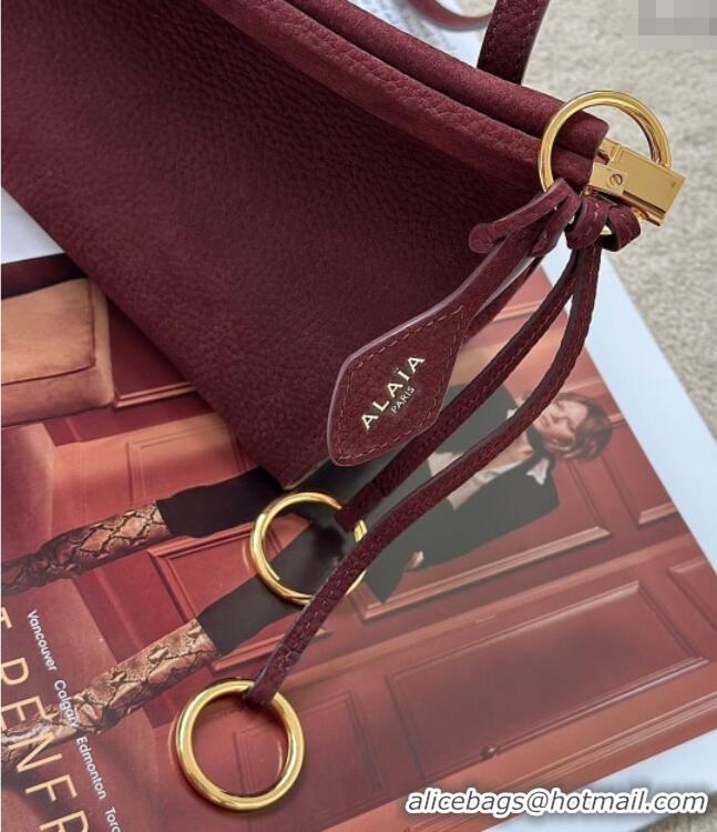 Grade Design Alaia Le Click Medium Shoulder Bag in Grained Nubuck Leather 998054M Dark Burgundy 2025