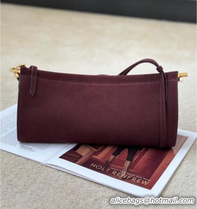 Grade Design Alaia Le Click Medium Shoulder Bag in Grained Nubuck Leather 998054M Dark Burgundy 2025