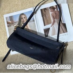 Super Quality Alaia Le Click Medium Shoulder Bag in Grained Nubuck Leather 998054M Dark Blue 2025