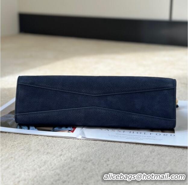 Super Quality Alaia Le Click Medium Shoulder Bag in Grained Nubuck Leather 998054M Dark Blue 2025