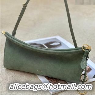 Shop Discount Alaia Le Click Medium Shoulder Bag in Grained Nubuck Leather 998054M Green 2025