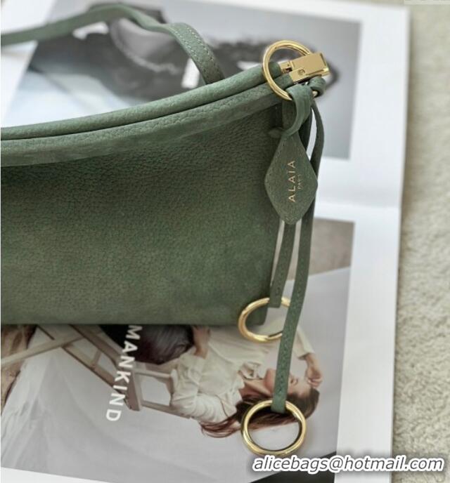 Shop Discount Alaia Le Click Medium Shoulder Bag in Grained Nubuck Leather 998054M Green 2025
