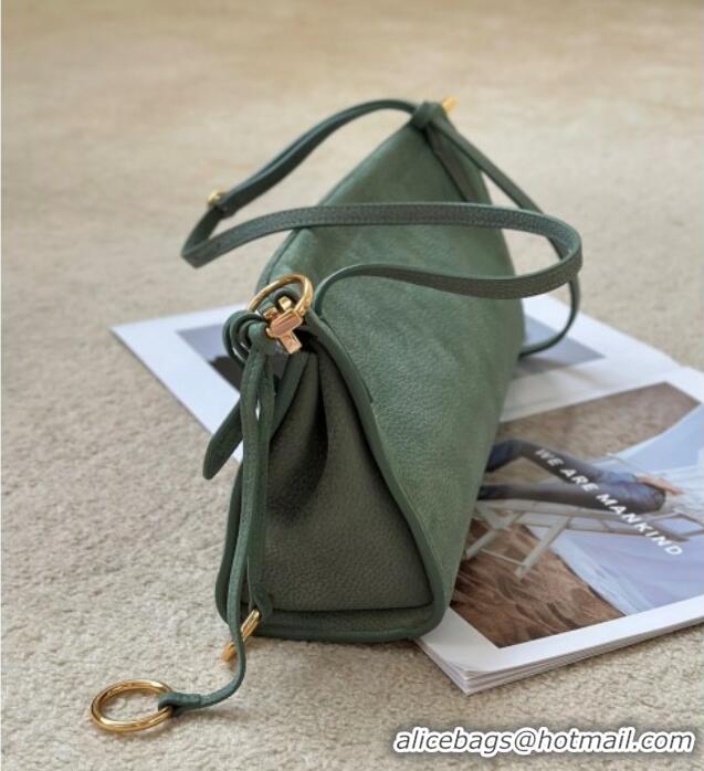 Shop Discount Alaia Le Click Medium Shoulder Bag in Grained Nubuck Leather 998054M Green 2025