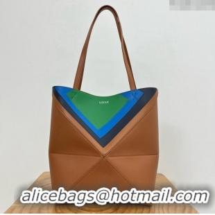Promotional Loewe Medium Puzzle Fold Tote in Nappa Calfskin 20601 Brown/Green 2025