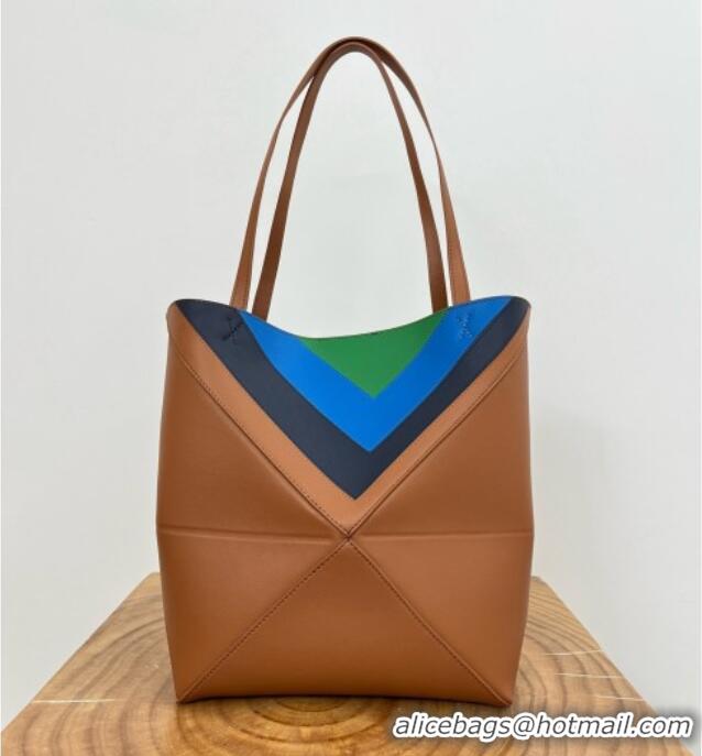 Promotional Loewe Medium Puzzle Fold Tote in Nappa Calfskin 20601 Brown/Green 2025