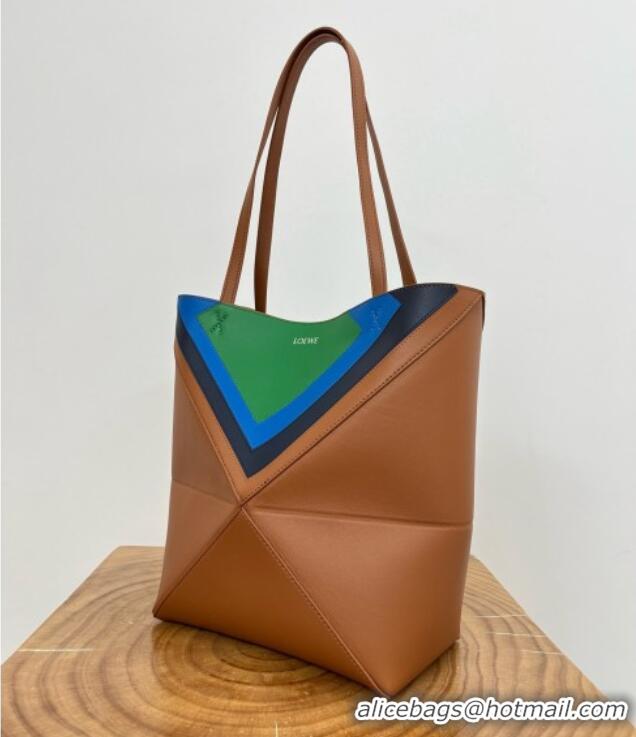 Promotional Loewe Medium Puzzle Fold Tote in Nappa Calfskin 20601 Brown/Green 2025