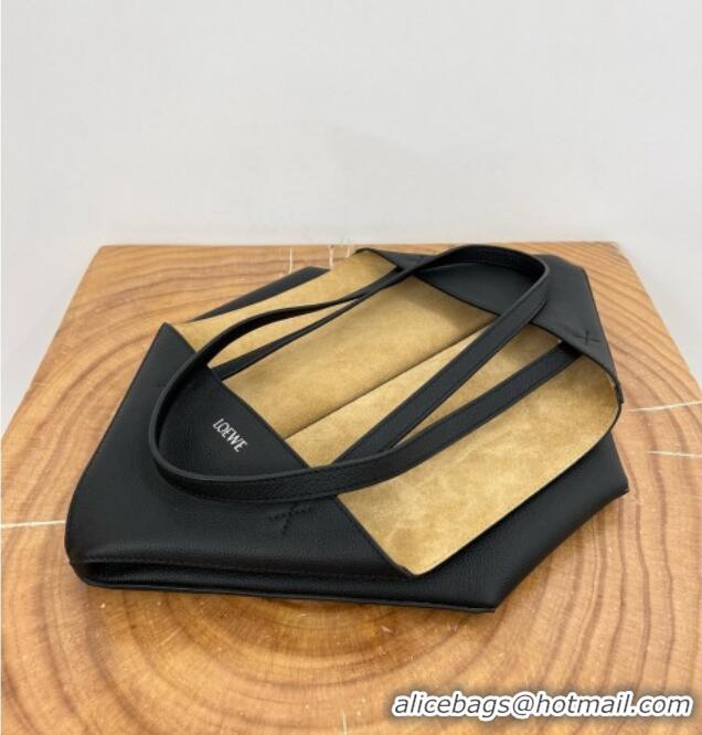 Good Taste Loewe Medium Horizontal Puzzle Fold Tote in Soft Grained Calfskin 20601 Black 2025