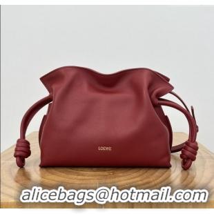 Luxury Discount Loewe Flamenco Mini Clutch in Nappa Calfskin 20607 Deep Red 2025