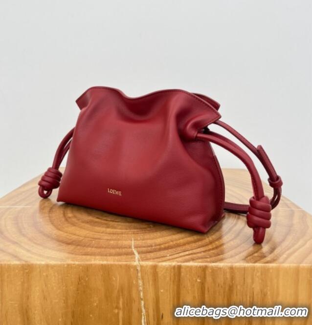 Luxury Discount Loewe Flamenco Mini Clutch in Nappa Calfskin 20607 Deep Red 2025