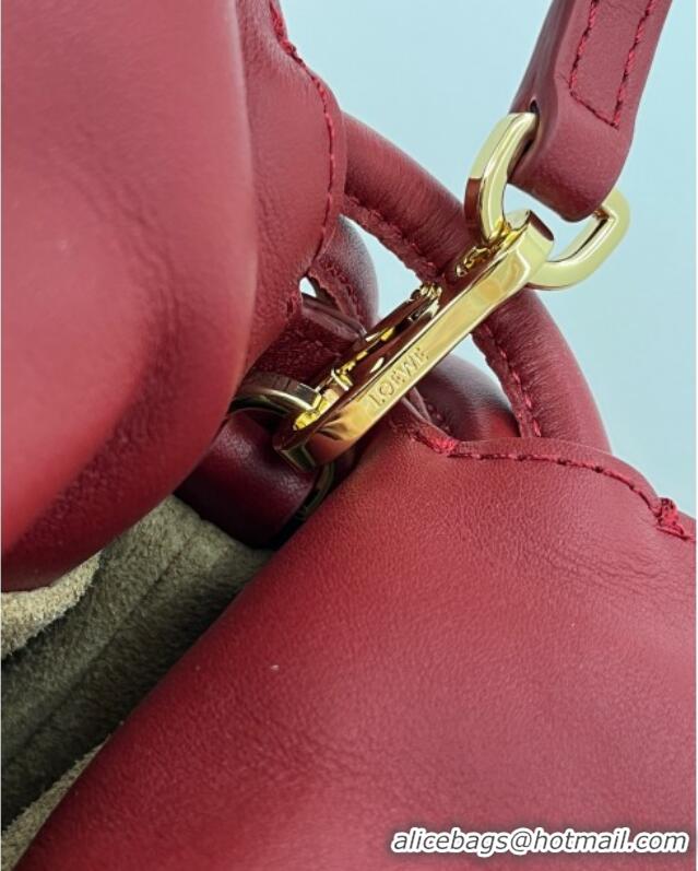 Luxury Discount Loewe Flamenco Mini Clutch in Nappa Calfskin 20607 Deep Red 2025