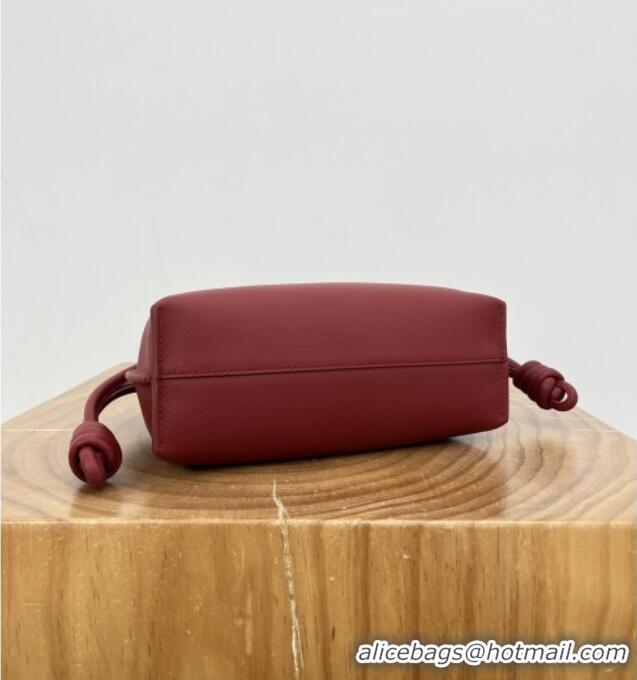 Luxury Discount Loewe Flamenco Mini Clutch in Nappa Calfskin 20607 Deep Red 2025