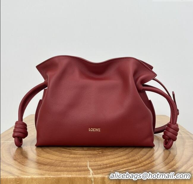 Luxury Discount Loewe Flamenco Mini Clutch in Nappa Calfskin 20607 Deep Red 2025