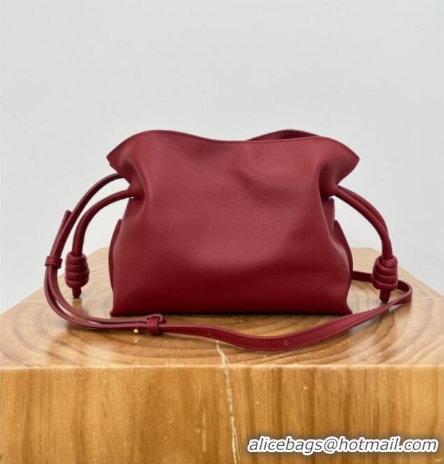 Luxury Discount Loewe Flamenco Mini Clutch in Nappa Calfskin 20607 Deep Red 2025