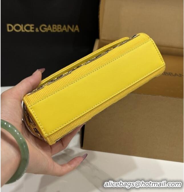 Super Quality Dolce&Gabbana Small Sicily Handbag with Majolica Embroidery D0401 Yellow 2025