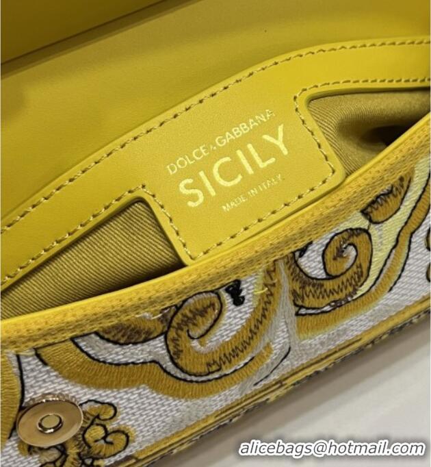 Super Quality Dolce&Gabbana Small Sicily Handbag with Majolica Embroidery D0401 Yellow 2025