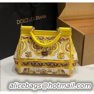Best Product Dolce&Gabbana Medium Sicily Handbag with Majolica Embroidery D0402 Yellow 2025