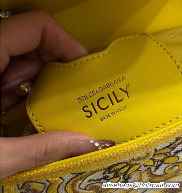 Best Product Dolce&Gabbana Medium Sicily Handbag with Majolica Embroidery D0402 Yellow 2025