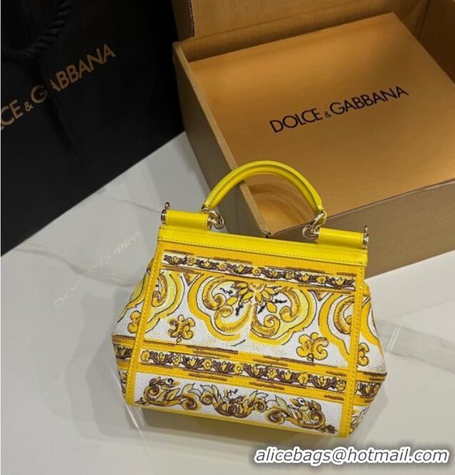 Best Product Dolce&Gabbana Medium Sicily Handbag with Majolica Embroidery D0402 Yellow 2025