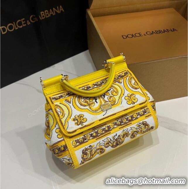 Best Product Dolce&Gabbana Medium Sicily Handbag with Majolica Embroidery D0402 Yellow 2025