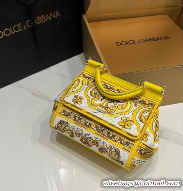 Best Product Dolce&Gabbana Medium Sicily Handbag with Majolica Embroidery D0402 Yellow 2025