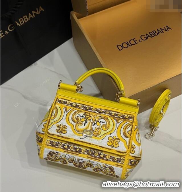 Best Product Dolce&Gabbana Medium Sicily Handbag with Majolica Embroidery D0402 Yellow 2025