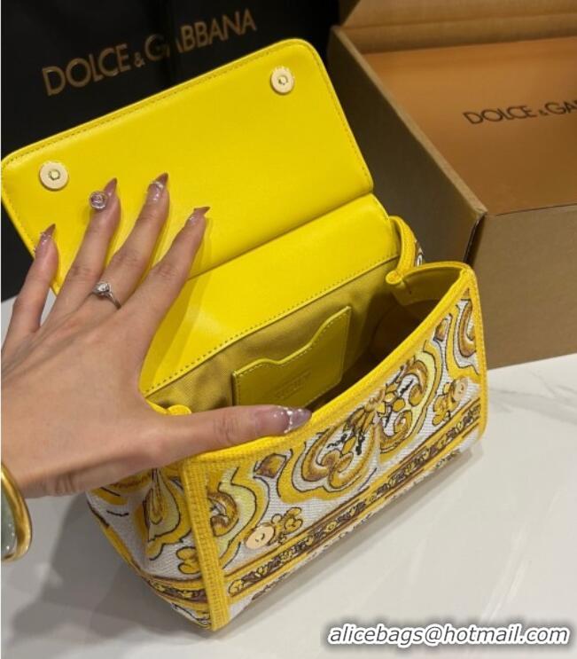 Best Product Dolce&Gabbana Medium Sicily Handbag with Majolica Embroidery D0402 Yellow 2025
