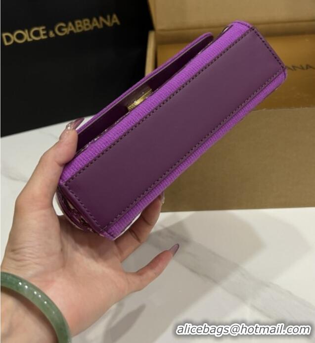 Top Grade Dolce&Gabbana Small Sicily Handbag with Majolica Embroidery D0401 Purple 2025