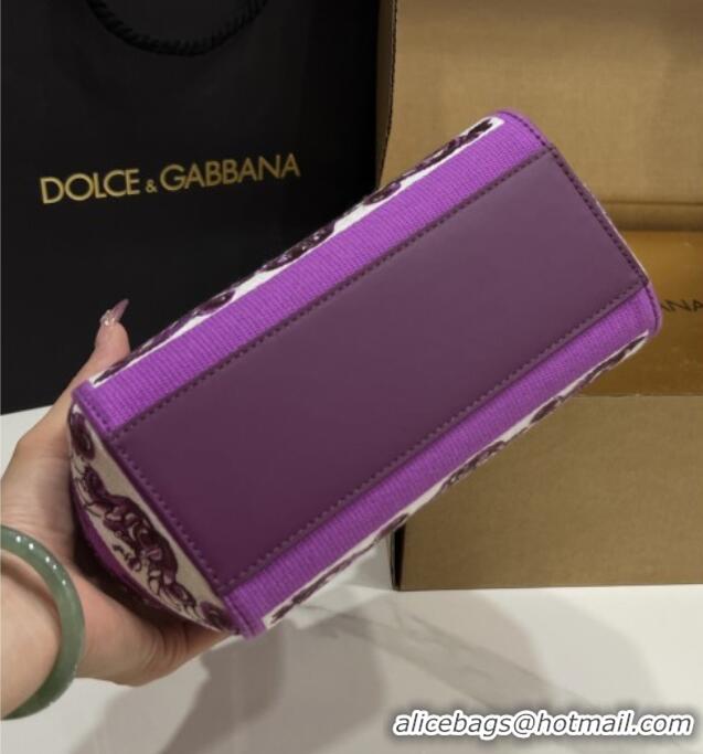 Big Discount Dolce&Gabbana Medium Sicily Handbag with Majolica Embroidery D0402 Purple 2025