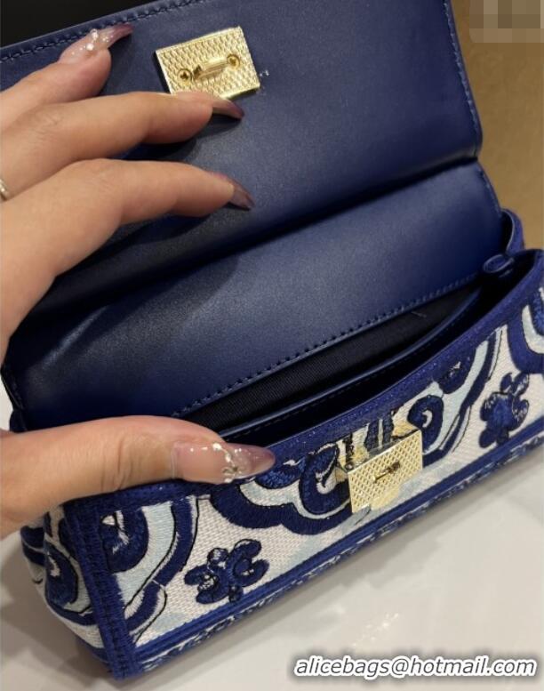 Big Discount Dolce&Gabbana Small Sicily Handbag with Majolica Embroidery D0401 Blue 2025