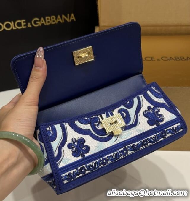 Big Discount Dolce&Gabbana Small Sicily Handbag with Majolica Embroidery D0401 Blue 2025