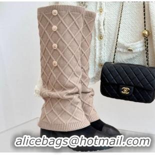 Unique Style Chanel Knit, Suede & Calfskin Leather Heel High Boots Beige 2025 CH110407 1104043