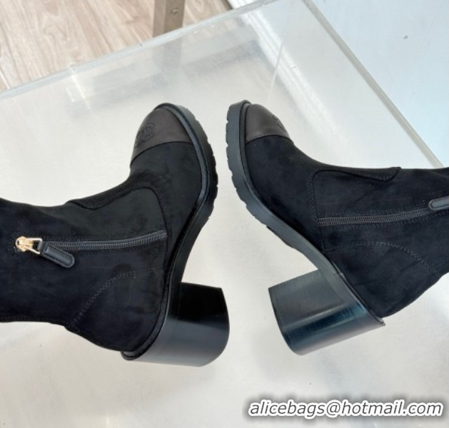 Unique Style Chanel Knit, Suede & Calfskin Leather Heel High Boots Beige 2025 CH110407 1104043