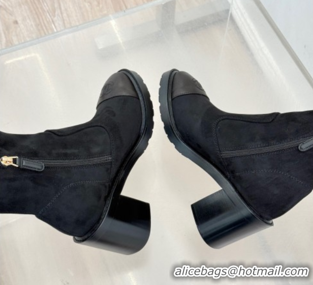 Good Looking Chanel Knit, Suede & Calfskin Leather Heel High Boots Brown 2025 CH110407 1104044