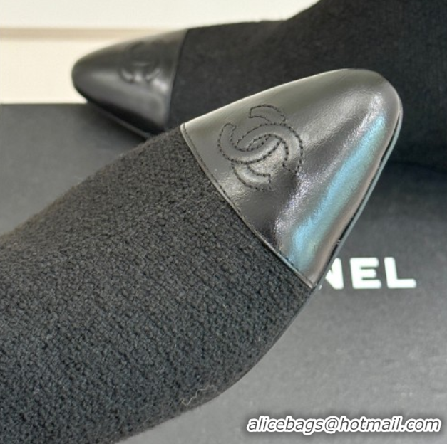 Purchase Chanel Tweed Wedge Ankle Boots Black 2025 CH110410 1104052