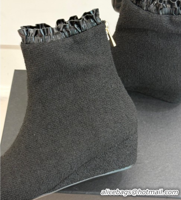Purchase Chanel Tweed Wedge Ankle Boots Black 2025 CH110410 1104052