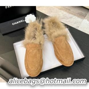 Big Discount Chanel Suede & Shearling Loafers Brown 2025 G46534 1104060