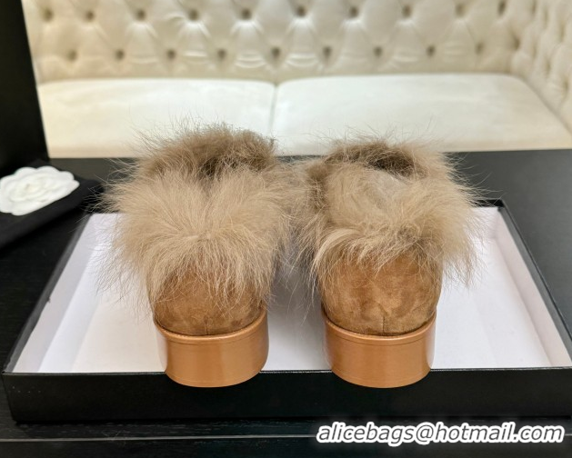 Big Discount Chanel Suede & Shearling Loafers Brown 2025 G46534 1104060